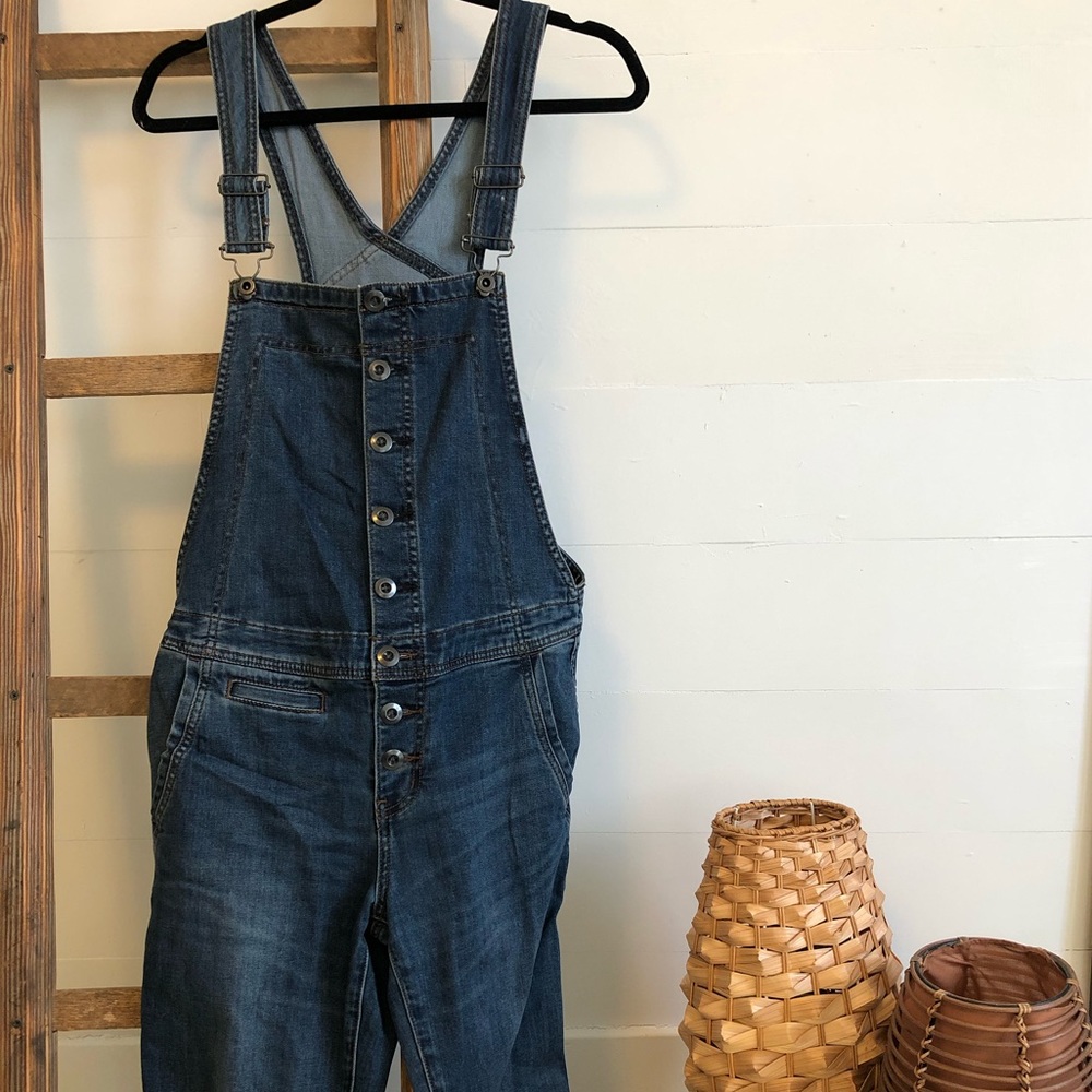 Free People Button Front Overalls